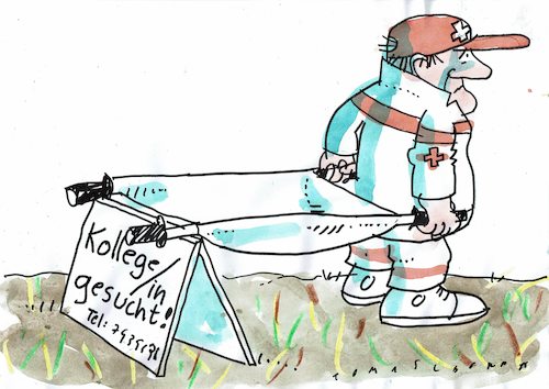 Cartoon: gesucht (medium) by Jan Tomaschoff tagged fachkräfte,gesundheitswesen,fachkräfte,gesundheitswesen