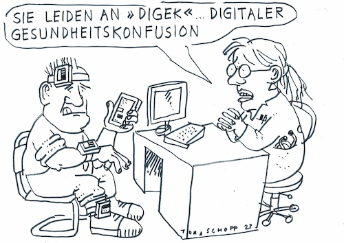 Cartoon: Gesundheit (medium) by Jan Tomaschoff tagged digital,helfer,gesundheit,digital,helfer,gesundheit