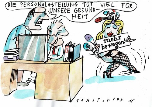 Cartoon: Gesundheit im Betrieb (medium) by Jan Tomaschoff tagged bewegung,gesundheit,vorbeugung,bewegung,gesundheit,vorbeugung