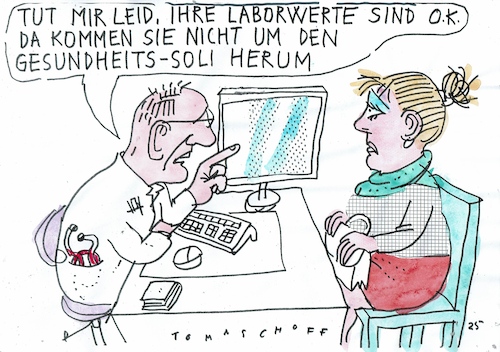 Cartoon: Gesundheitssoli (medium) by Jan Tomaschoff tagged gesundheit,geld,soli,gesundheit,geld,soli