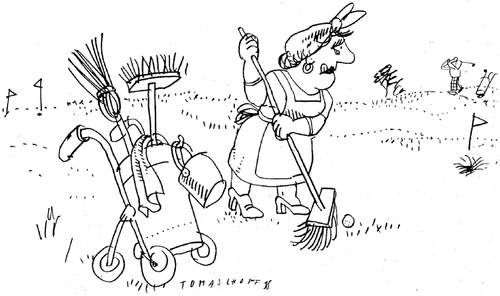 Cartoon: Golf (medium) by Jan Tomaschoff tagged golf,golf,sport,golfen,golfer,putzen,putzfrau,reinigen,sauber,spielen,anfänger,motivation,quereinsteiger