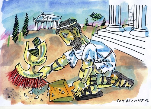 Cartoon: Greece (medium) by Jan Tomaschoff tagged greece,griechenland,schulden,scherben