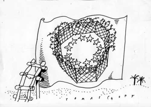 Cartoon: Grenzen (medium) by Jan Tomaschoff tagged eu,grenzen,migration,eu,grenzen,migration