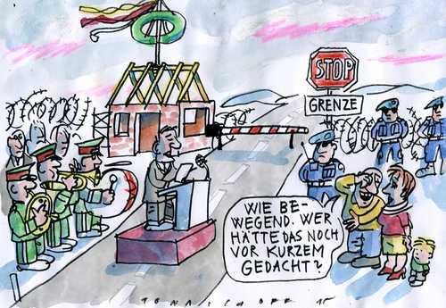 Cartoon: grenzwertig (medium) by Jan Tomaschoff tagged fremdenangst,grenzen,fremdenangst,grenzen