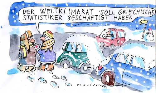 Cartoon: Griechische Statistiker (medium) by Jan Tomaschoff tagged griechenland,klima,weltklimarat
