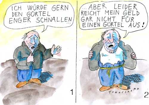 Cartoon: Gürtel (medium) by Jan Tomaschoff tagged armut,hartz,armut,hartz