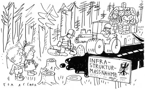 Cartoon: Hänsel und Gretel (medium) by Jan Tomaschoff tagged infrastrukturmaßnahmen,konjunkturpaket,weltwirtschaftskrise,rezession
