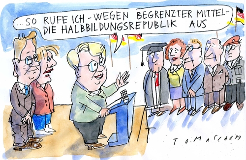 Cartoon: Halbbildungspolitik (medium) by Jan Tomaschoff tagged annette,schavan,bildungssystem