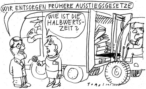 Cartoon: halbwertszeit (medium) by Jan Tomaschoff tagged halbwertszeit,akw,atomkraft,halbwertszeit,akw,atomkraft