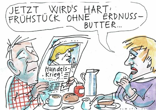 Cartoon: Handelskrieg (medium) by Jan Tomaschoff tagged schutzzölle,trump,schutzzölle,trump