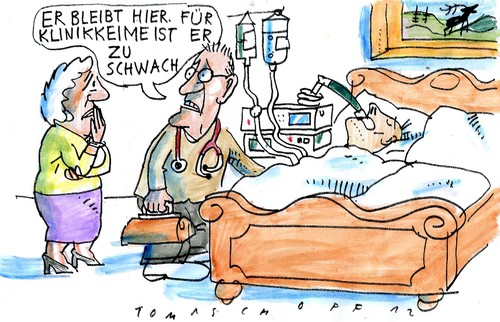 Cartoon: Hausbehandlung (medium) by Jan Tomaschoff tagged gesundheitswesen,klinikkeime