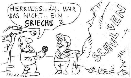 Cartoon: Herkules (medium) by Jan Tomaschoff tagged griechenlandkrise,herkules