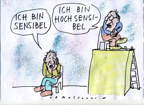 Cartoon: hoch sensibel (medium) by Jan Tomaschoff tagged sensibilität,hypochondrie,psyche,sensibilität,hypochondrie,psyche