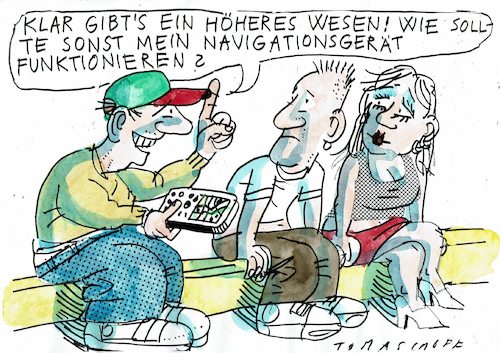 Cartoon: Höheres Wesen (medium) by Jan Tomaschoff tagged glaube,technik,glaube,technik