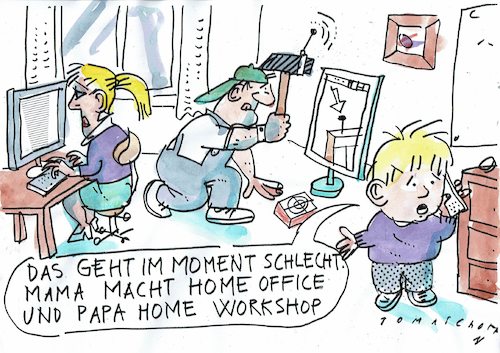 Cartoon: Home (medium) by Jan Tomaschoff tagged heimarbeit,arbeitszeit,heimarbeit,arbeitszeit