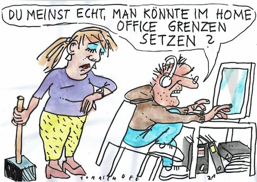 Cartoon: Home office (medium) by Jan Tomaschoff tagged corona,home,office,überstunden,corona,home,office,überstunden