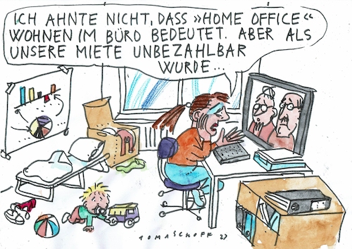 Cartoon: home office (medium) by Jan Tomaschoff tagged wohnungsnot,familie,home,office,wohnungsnot,familie,home,office