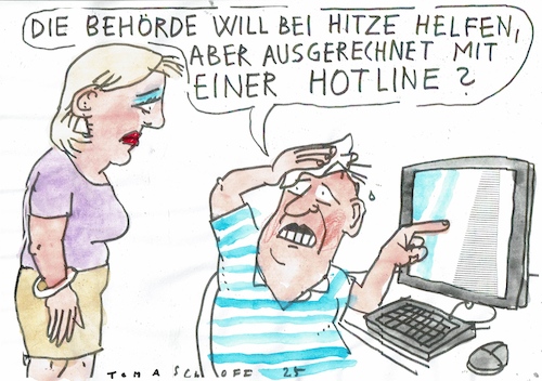 Cartoon: Hotline (medium) by Jan Tomaschoff tagged hitze,behörden,klima,hitze,behörden,klima