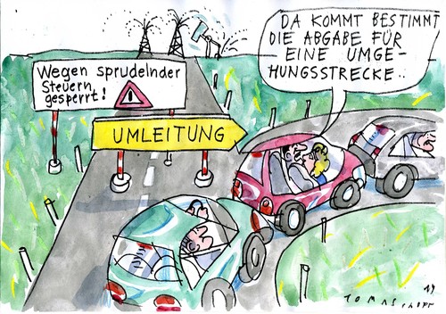 Cartoon: Infrastruktur (medium) by Jan Tomaschoff tagged steuern,abgaben,straßenverkehr,steuern,abgaben,straßenverkehr