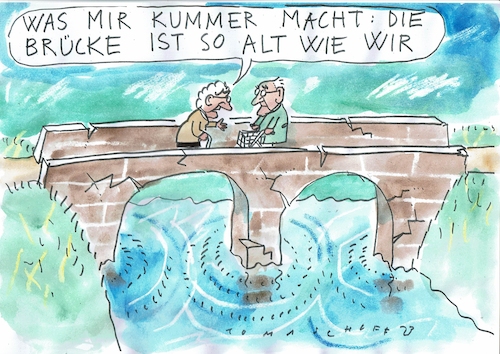 Cartoon: Infrastruktur (medium) by Jan Tomaschoff tagged infrastruktur,brücken,straßen,infrastruktur,brücken,straßen