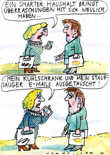 Cartoon: Intelligenter Haushalt (medium) by Jan Tomaschoff tagged smerte,geräte,vernetzung,haushalt,smerte,geräte,vernetzung,haushalt