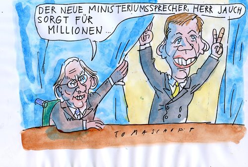 Cartoon: Jauch (medium) by Jan Tomaschoff tagged günther,jauch,minister,günther jauch,minister,politiker,tv show,ministeriumssprecher,millionen,geld,haushalt,finanzkrise,wirtschaftskrise,günther,jauch,tv,show