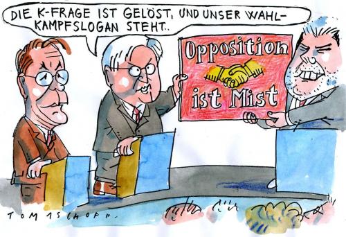 Cartoon: K-Frage (medium) by Jan Tomaschoff tagged kanzlerkandidat,wahlen,opposition,spd,wahlkampf,beck,steinmeier,müntefering