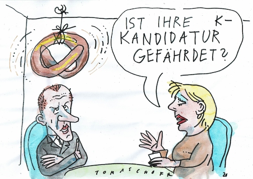 Cartoon: K-Frage (medium) by Jan Tomaschoff tagged mer,söder,frage,mer,söder,frage