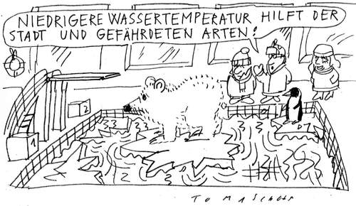 Cartoon: Kaltes Wasser (medium) by Jan Tomaschoff tagged kommunen,gefährdete,tierarten