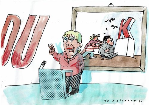 Cartoon: Kandidatin (medium) by Jan Tomaschoff tagged cdu,spd,cdu,spd