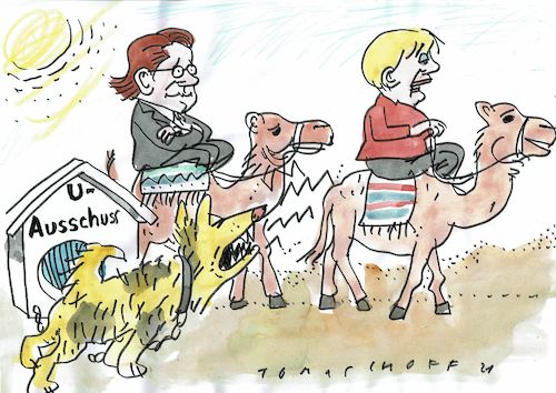 Cartoon: Karawane (medium) by Jan Tomaschoff tagged maut,scheuer,untersuchungsausschuss,maut,scheuer,untersuchungsausschuss