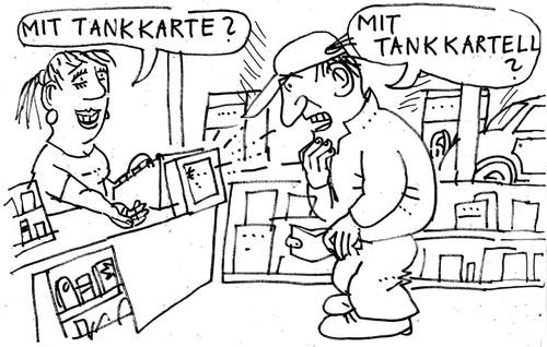 Cartoon: kartell (medium) by Jan Tomaschoff tagged tankstelle,kartell,tankstelle,kartell