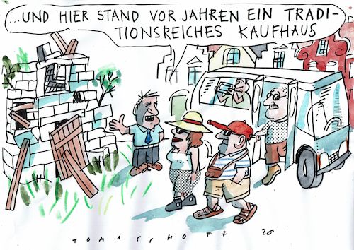 Cartoon: Kaufhausruine (medium) by Jan Tomaschoff tagged kaufhaus,insolvenz,galleria,kaufhaus,insolvenz,galleria