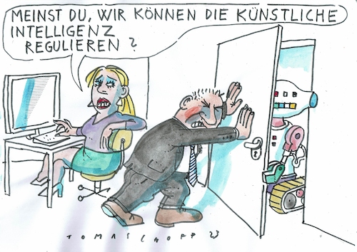 Cartoon: KI (medium) by Jan Tomaschoff tagged roboter,künstliche,intelligenz,roboter,künstliche,intelligenz