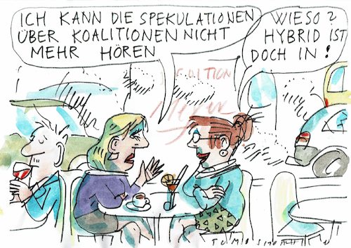 Cartoon: Koalitionen (medium) by Jan Tomaschoff tagged wahlen,parteien,hybridautos,wahlen,parteien,hybridautos