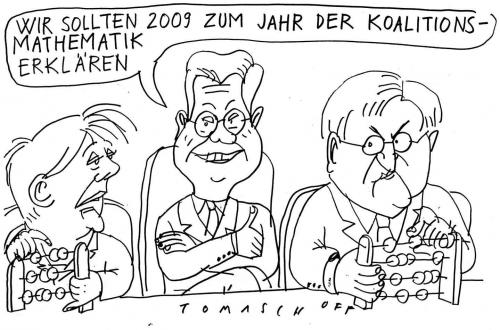 Cartoon: Koalitions-Mathematik (medium) by Jan Tomaschoff tagged merkel,westerwelle,steinmeier,koalition,mathematik,2009