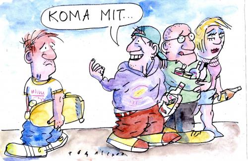 Cartoon: Koma (medium) by Jan Tomaschoff tagged jugend,alkohol,komasaufen,bildung,rechtschreibung,pisa