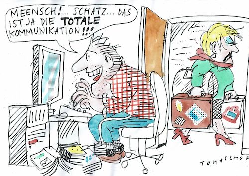 Cartoon: Kommunikation (medium) by Jan Tomaschoff tagged pc,internet,kommunikation,pc,internet,kommunikation