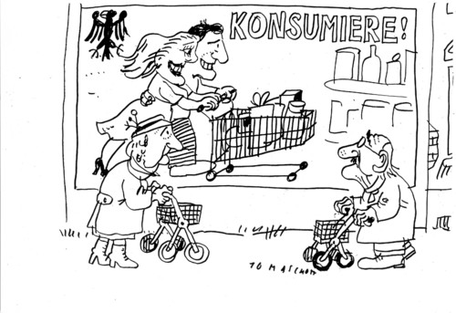 Cartoon: Konsumiere (medium) by Jan Tomaschoff tagged konsum,kaufen,handel,verkauf,shoppin,rentner,konsum,kaufen,handel,verkauf,shopping,rentner