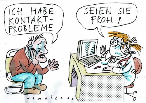 Cartoon: Kontaktprobleme (medium) by Jan Tomaschoff tagged viren,epidemie,korona,viren,epidemie,korona