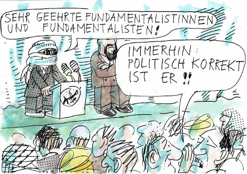 Cartoon: korrekt (medium) by Jan Tomaschoff tagged islamisten,gewalt,islamisten,gewalt