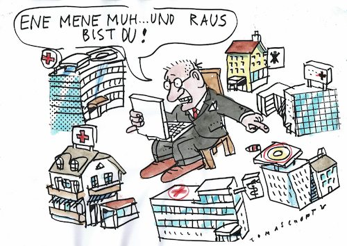 Cartoon: Krabkenhaus (medium) by Jan Tomaschoff tagged krabkanhaus,schliessung,betten,krabkanhaus,schliessung,betten