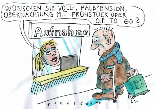 Cartoon: Krakenhaus (medium) by Jan Tomaschoff tagged krankenhaus,kosten,sparen,krankenhaus,kosten,sparen