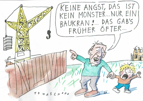 Cartoon: Kran (medium) by Jan Tomaschoff tagged wohnungsnot,wohnungsbau,ministerialbürokratie
