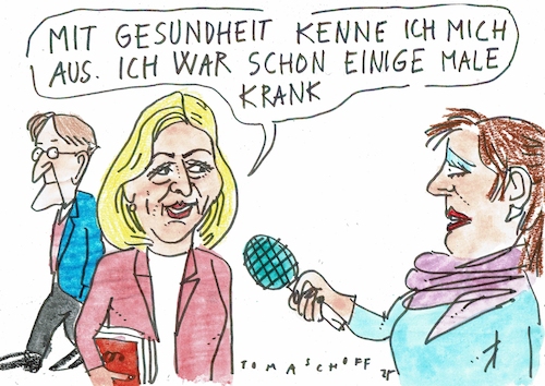 Cartoon: krank (medium) by Jan Tomaschoff tagged warken,gesundheit,ministerin,sachkenntnis,warken,gesundheit,ministerin,sachkenntnis