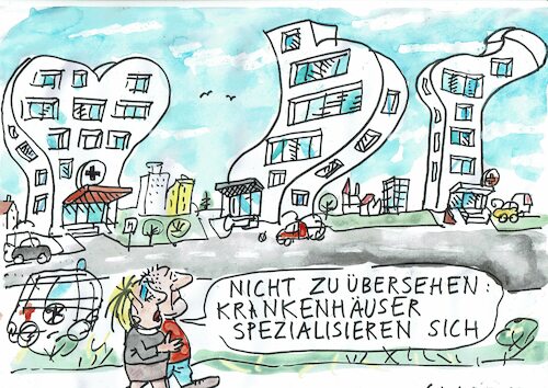 Cartoon: Krankenhäuser (medium) by Jan Tomaschoff tagged krankenhäuser,spezialisierung,krankenhäuser,spezialisierung