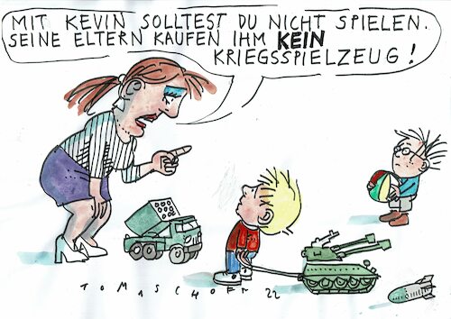 Cartoon: Kriegsspielzeug (medium) by Jan Tomaschoff tagged ukrainekrieg,pazifismus,kinder,ukrainekrieg,pazifismus,kinder