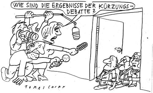 Cartoon: kürzungsdebatte (medium) by Jan Tomaschoff tagged kürzung,kürzungsdebatte,sparen,kürzung,kürzungsdebatte,sparen