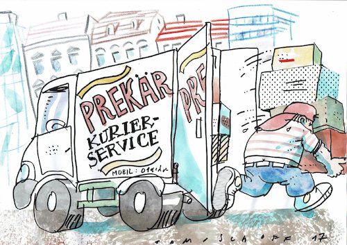 Cartoon: Kurier (medium) by Jan Tomaschoff tagged paketdienste,ausbeutung,jobs,paketdienste,ausbeutung,jobs