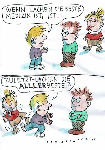 Cartoon: Lachen (medium) by Jan Tomaschoff tagged medizin,lachen,schadenfreude,medizin,lachen,schadenfreude